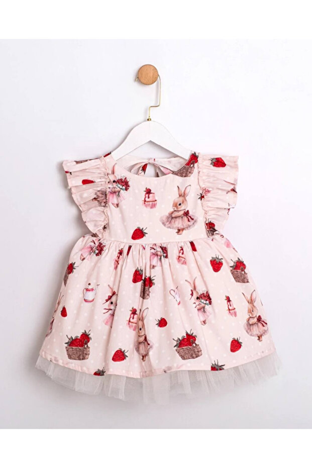 Lily Co Strawberry and Rabbit Patterned Girl's Dress