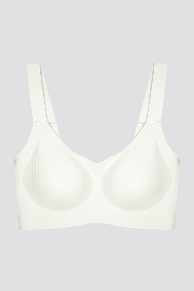 Seamless Bra - Curve | Cream Laser Cut Seamless Gathering Plus Size Women's Bra