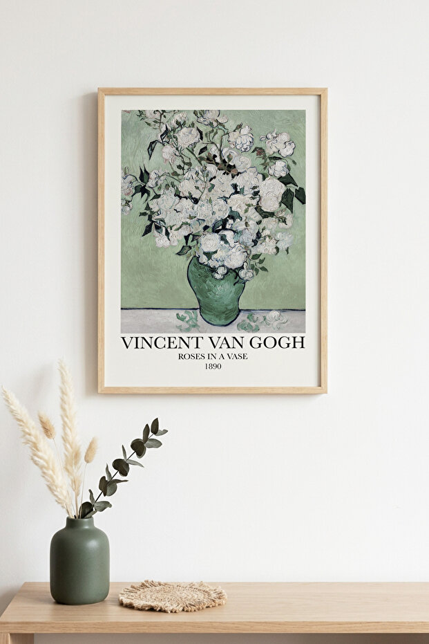 Natural Wood Framed Floral Pattern Painting - Pastel Tones | Huhu1163