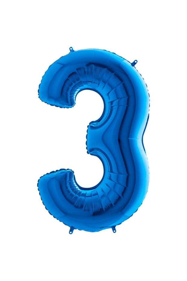 3 Dark Blue Color Number Foil Balloons 100 cm Number 3