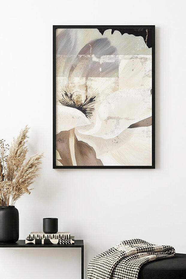 Natural Wood Framed Floral Pattern Painting - Pastel Tones | Huhu1317