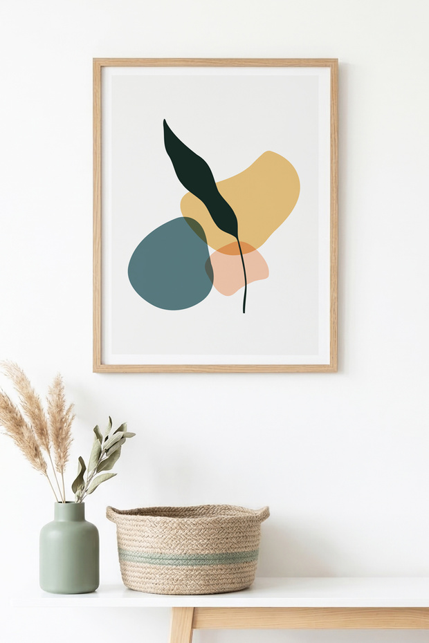 Natural Wood Framed Abstract Painting I Huhu1520 - Single Painting Natural Wood Frame