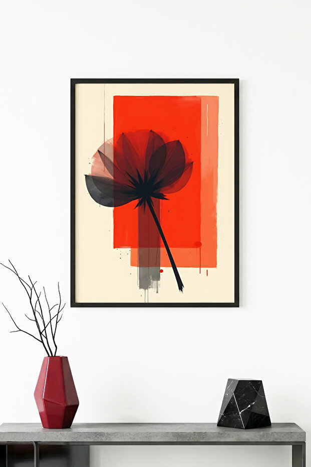 Black Wooden Framed Abstract Painting I Huhu1227 - Single Painting Black Frame