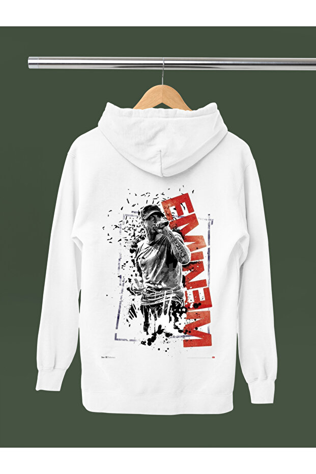 Eminem Printed Cotton Long Sleeved 3-Yarn Hooded Rapper Sweatshirt