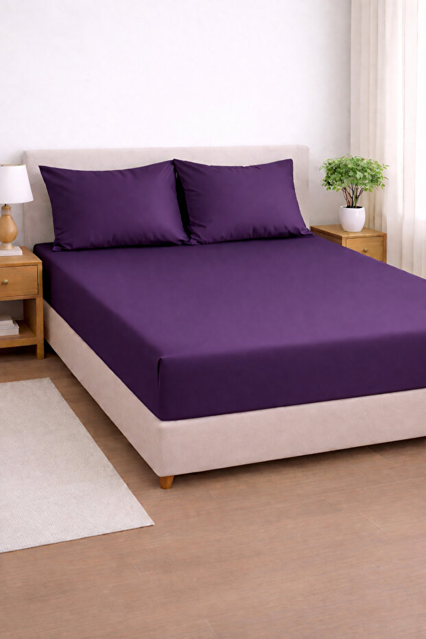 Satin 100% Cotton 210 Tc | 82 Elastic Fitted Sheet Set | Pillowcase Included | Single and Double