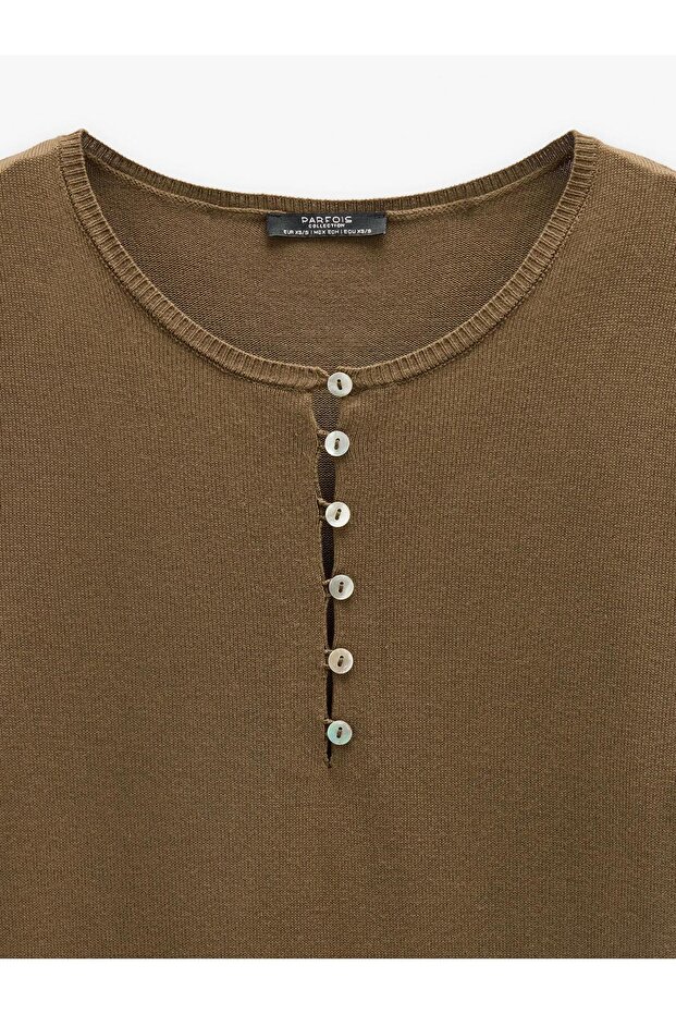 Kadın Düğmeli Örme Kazak - 7