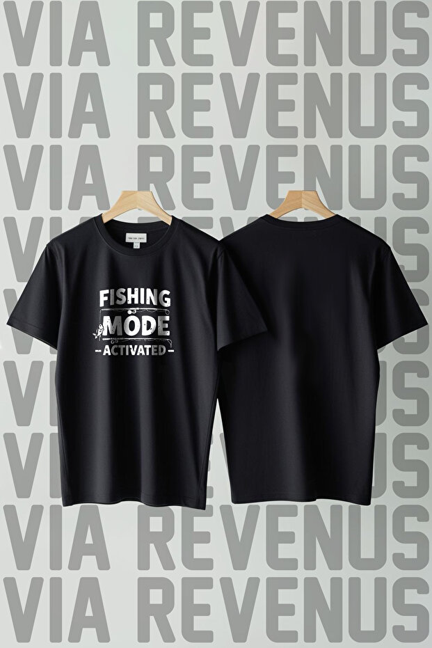 Fishing Mode Activated Fisherman Printed Crew Neck Loose Fit 100% Cotton Unisex Tshirt