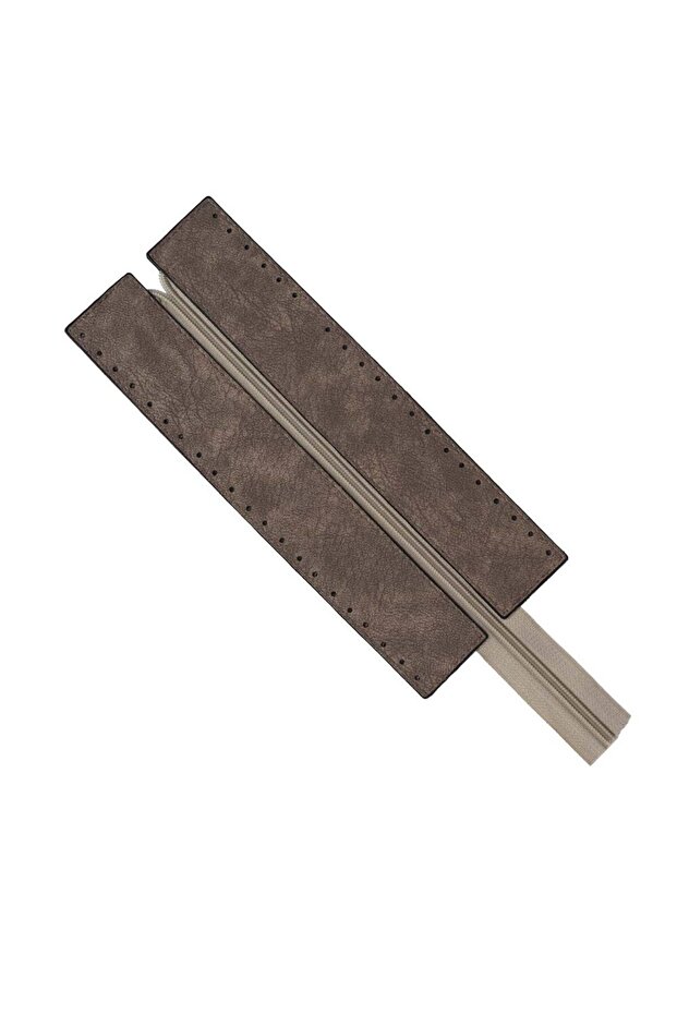 Premium Faux Leather Zipper 26X10 cm (Silver) - Mink