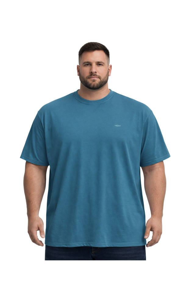 Men's Large Size Petrol Basic Short Sleeve T-Shirt 3Xl-4Xl-5Xl-6Xl-7Xl-8Xl