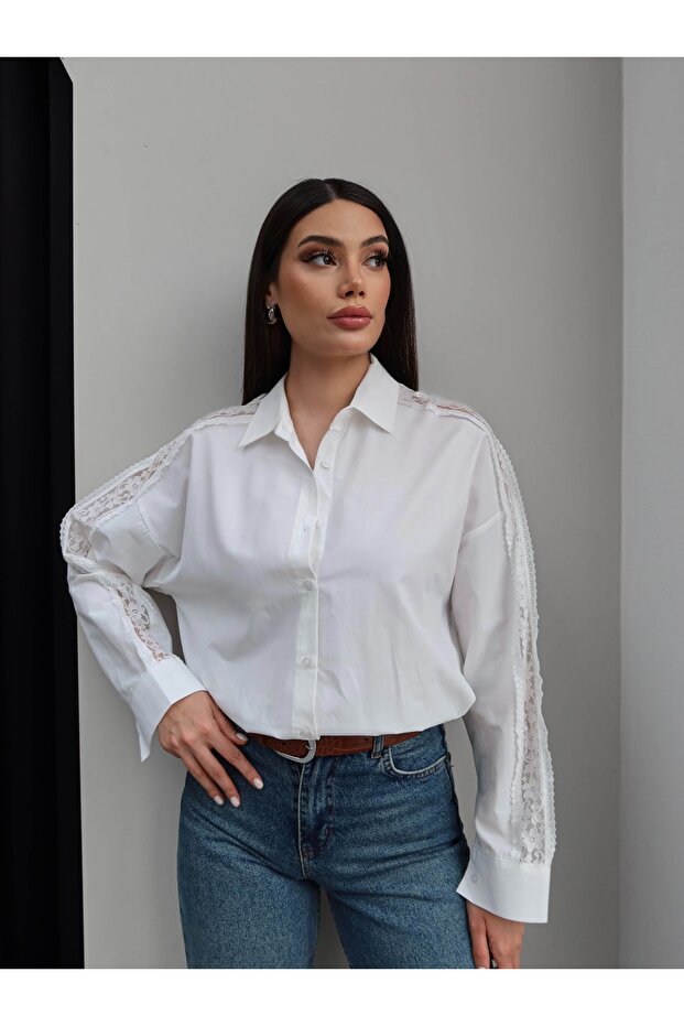 Shoulder Lace Oversized Shirt