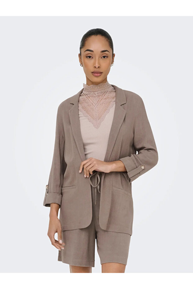 Women's Shawl Collar Blazer Brown Jacket - 15322274 - 1