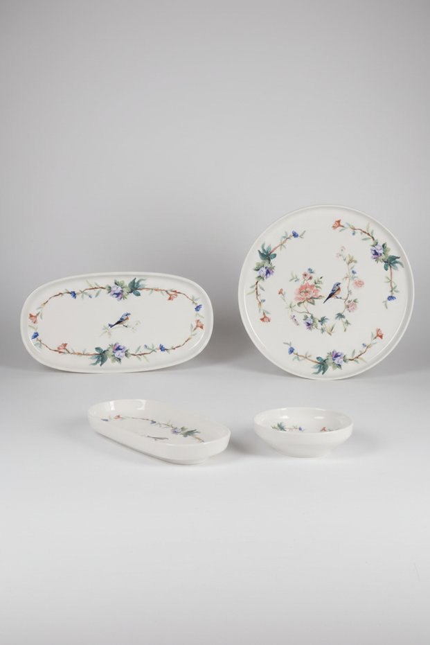 6-Person 14-Piece Toledo Porcelain Breakfast Set Ornis İpek – Stylish Breakfast Set