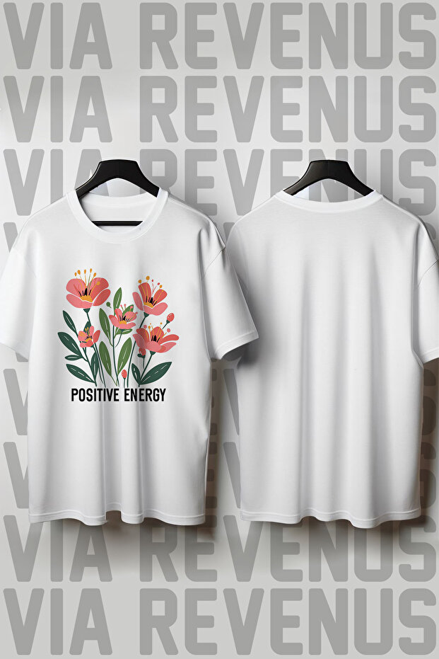 Positive Energy Printed Crew Neck Loose Fit 100% Cotton Unisex Tshirt
