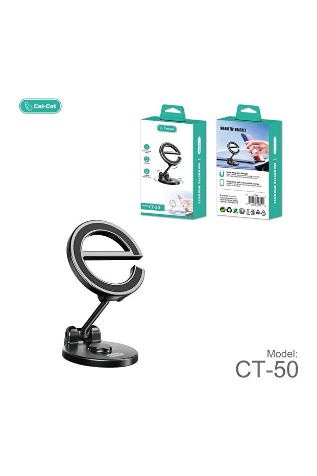 Cat-Cot MagSafe Car Mount: 360° Rotating Folding Dashboard Holder - Ultra-Strong Magnetic Phone Base