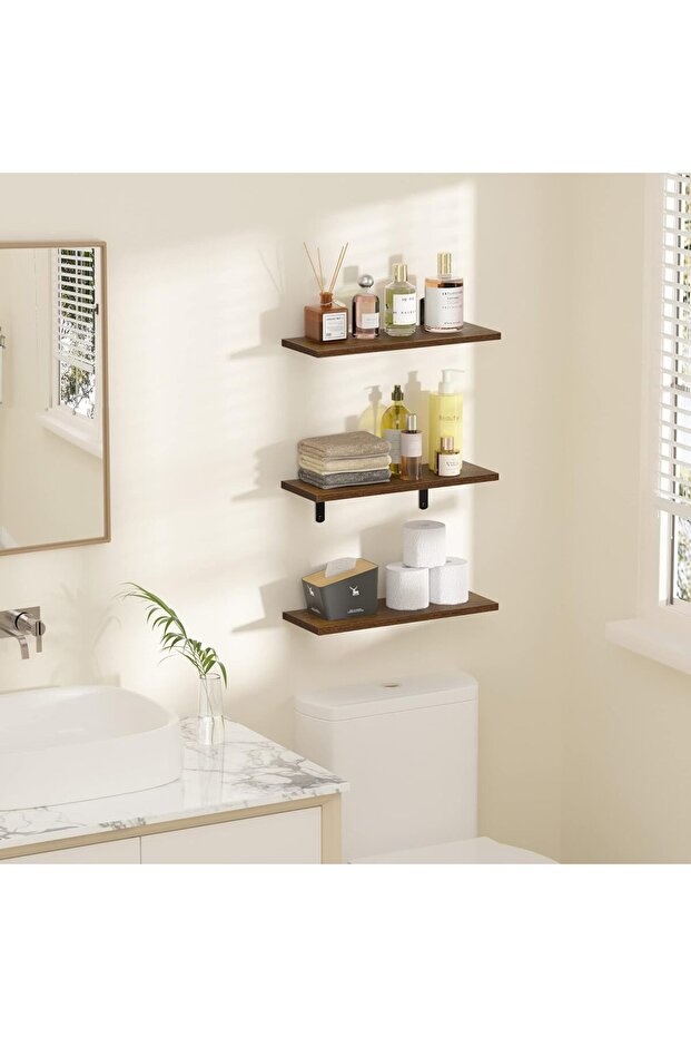 upsimples Floating Shelves for Wall Decor Storage, Sturdy Small Wood Wall Mounted Shelves Set of
