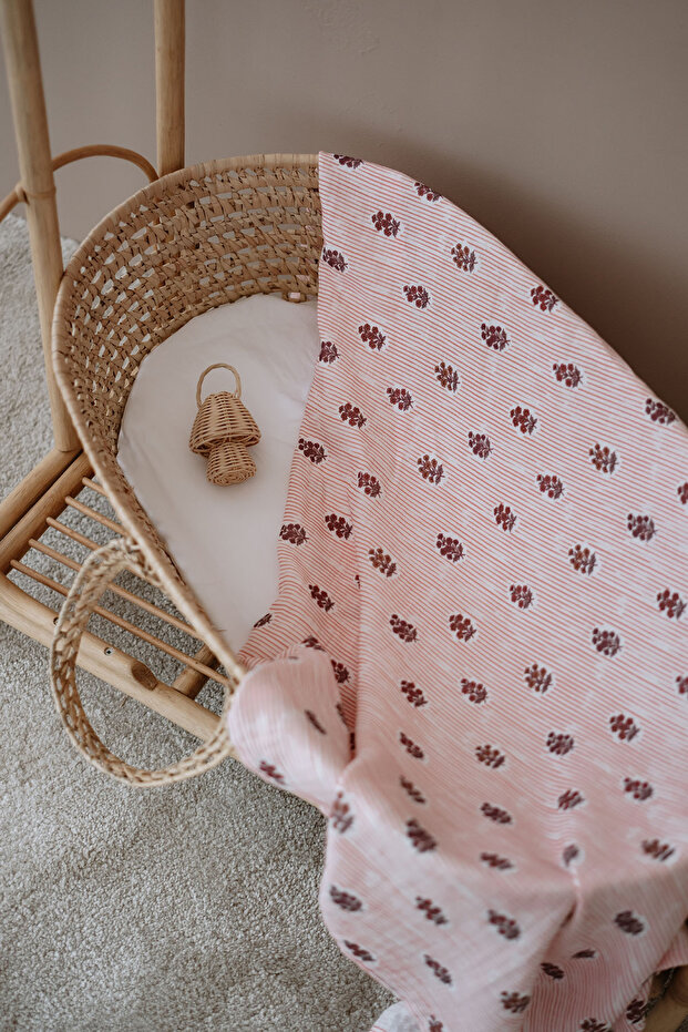 100% Cotton Muslin Blanket - Blanket (100X100 cm) | Botanic Lines