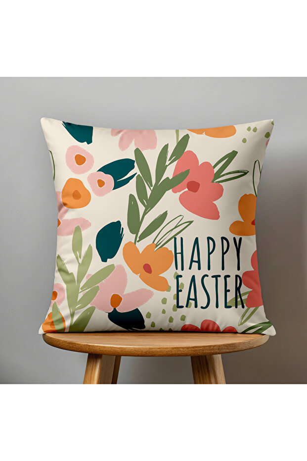Reversible Digital Print Cushion Cover - Spring / Easter / Happy Easter - 2