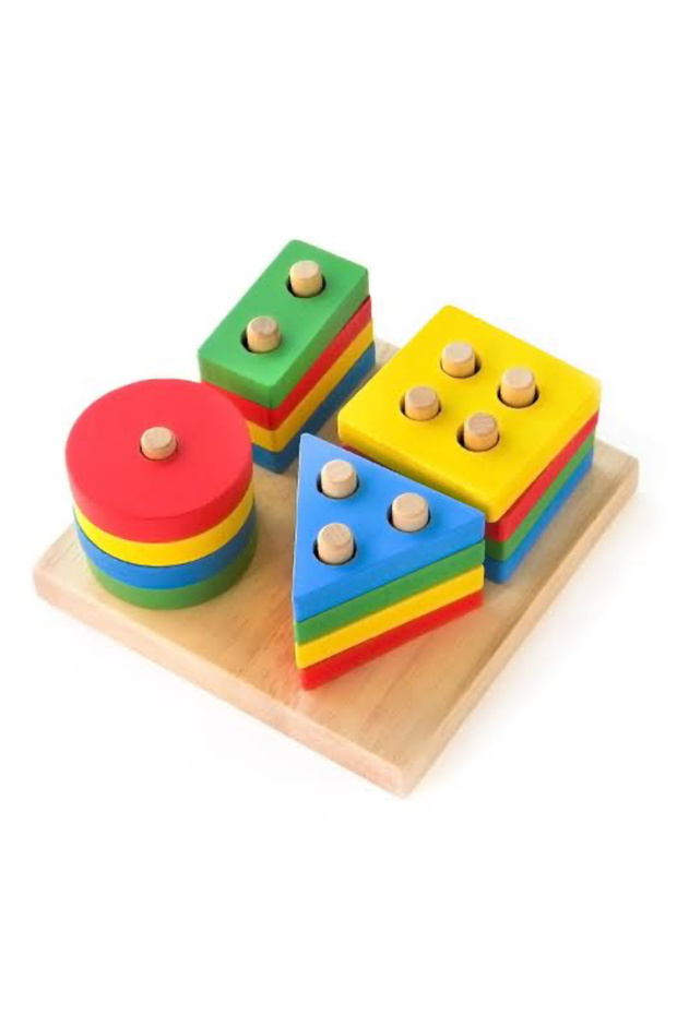 Ahşap Geometrik şekşller 4lü - 4