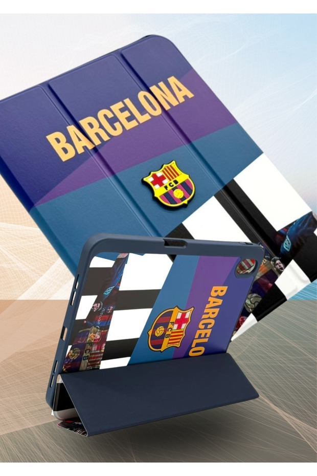 Cat-Cot FC Barcelona Case for iPad 10th Gen 10.9" - Smart Folio Cover with Pencil Slot & Auto Wake