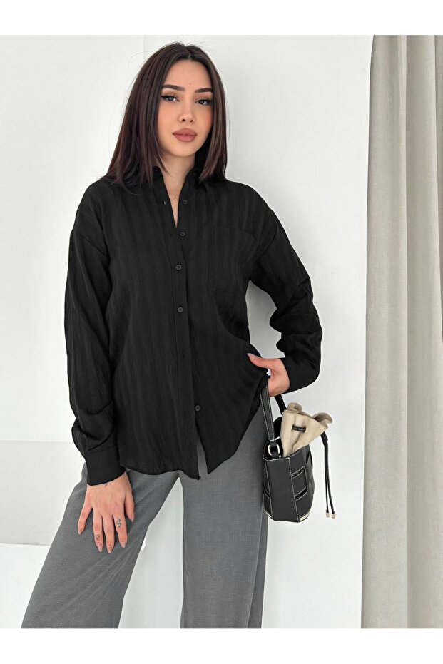 Single Pocket Thick Striped Shirt