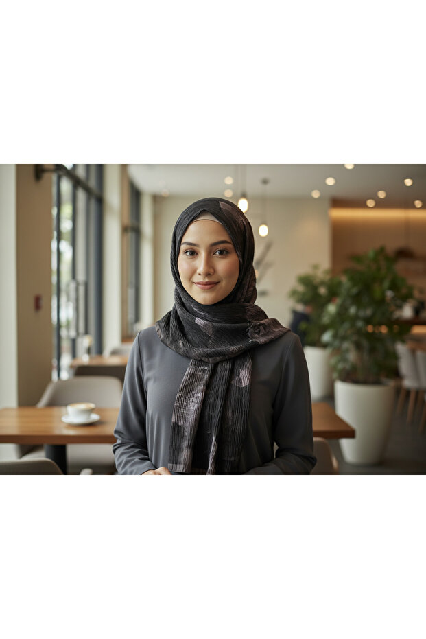 Müslüm, Floral Leaf Patterned Wrap Shawl – Elegant, Non-Slip, Sweat-Resistant and Comfortable to Use 75 X 200 cm