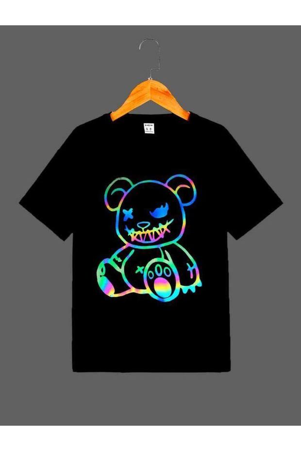 Black Unisex Oversize T-Shirt Printed Men's Women's Relaxed Fit Casual Trend Streetwear