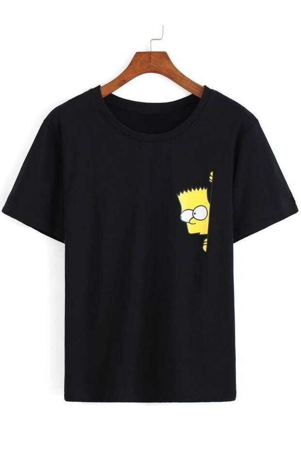 Black Unisex Oversize T-Shirt Printed Men's Women's Relaxed Fit Casual Trend Streetwear