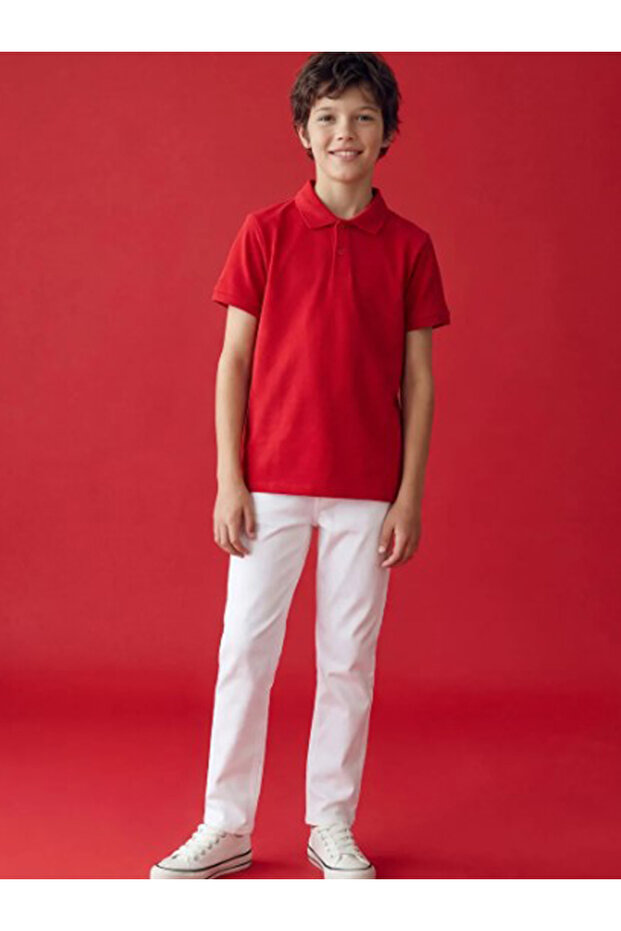 White Slim Fit Boys' Trousers 23 April Children's Day