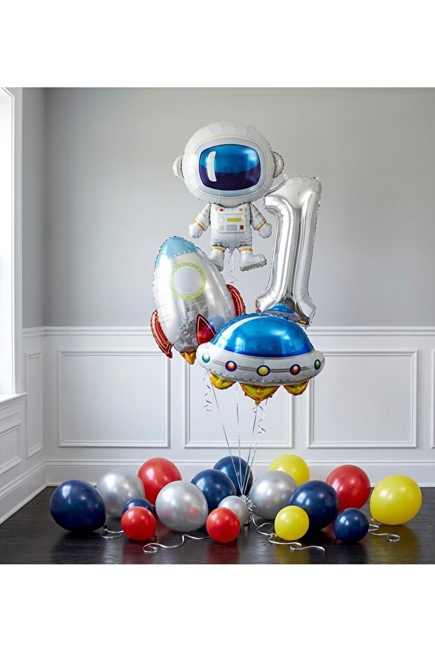 1St Birthday Themed Astronaut and Space Balloon Set