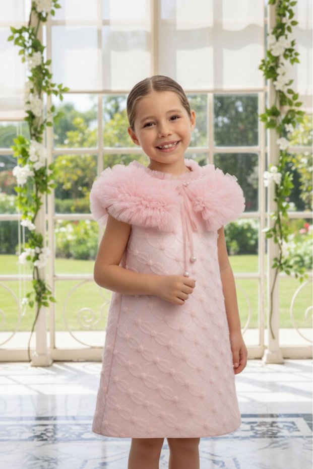 Embossed Collar Cape Evening Dress Girls Special Occasion Dress 3-4-5-6-7 Years Old 36106Pr