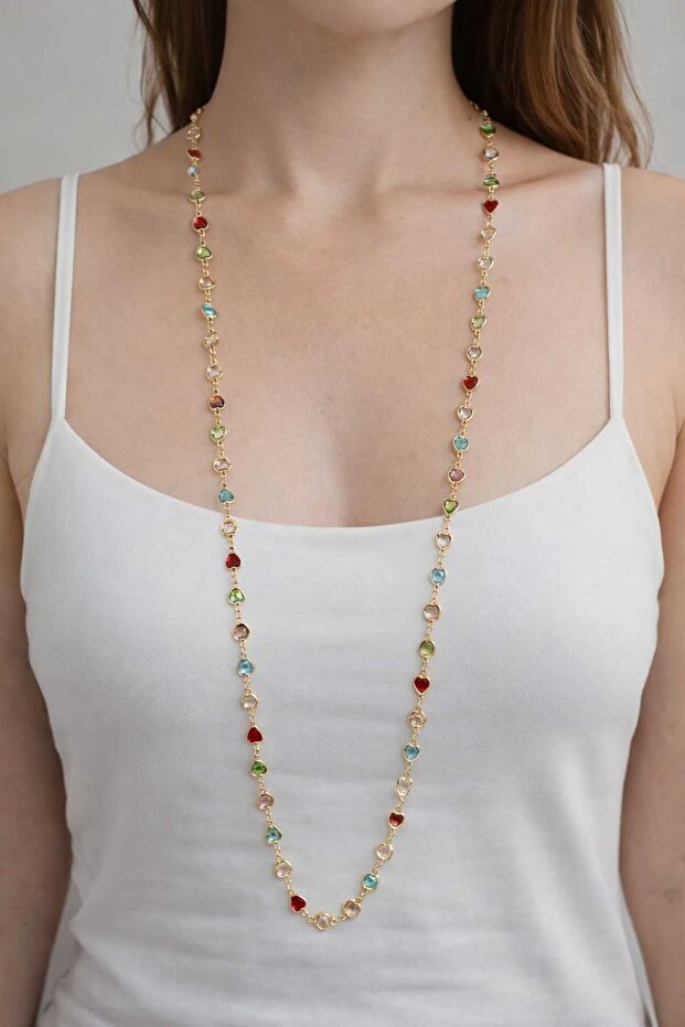 Feyz Colorful Heart Chain Necklace