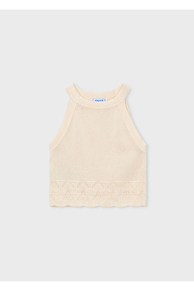 Girl's Halter Neck Knitted Blouse Ecru 3027