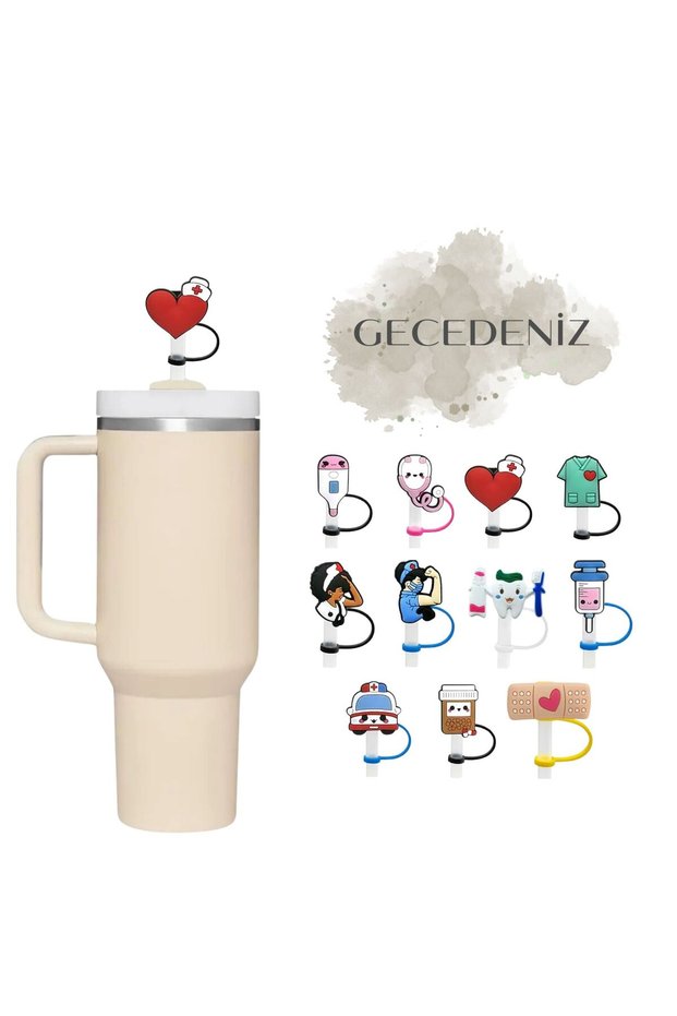 Thermos Compatible Straw Stopper Red Heart Health First Aid