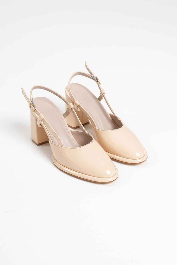 Zr18Ms18 Premium Light Yellow Patent Leather Women's Heeled Shoes