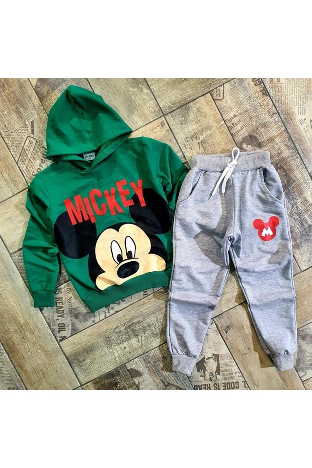 Boy's Style Character Patterned Top and Bottom Tracksuit Set