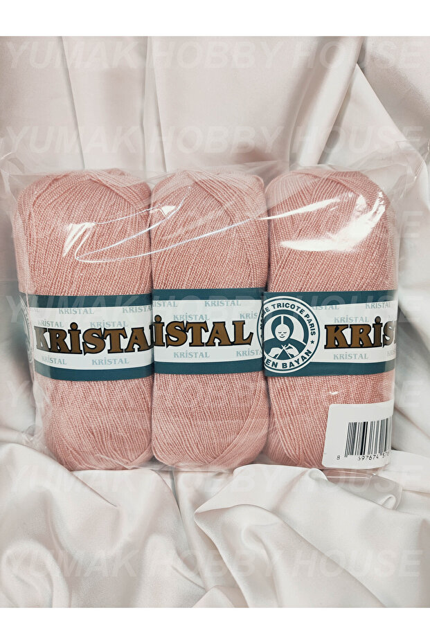 Crystal Powder Pink Hand Knitting Yarn (3 Pieces) - Color: 001