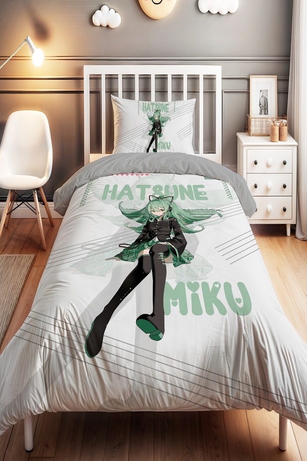 Hatsune Miku Patterned Single Baby Kids Bedding Set