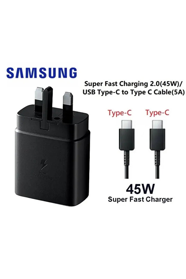 شاحن سامسونج فائق السرعة بقوة 45 واط مع منفذ USB-C - شاحن حائط فائق السرعة
