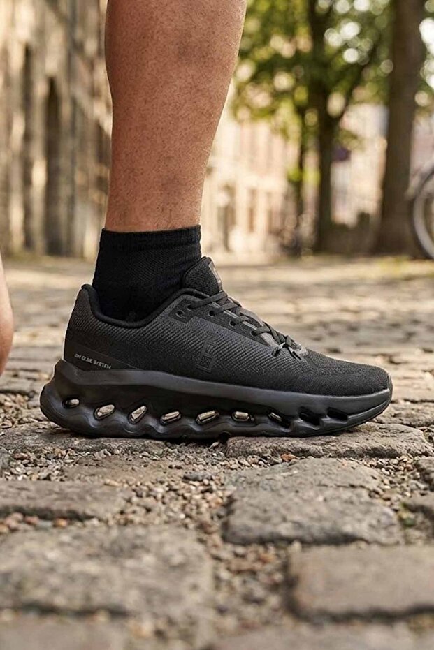 Men's Black Sports Shoes - Lightweight Running and Walking Sneaker with Air Glide System Technology