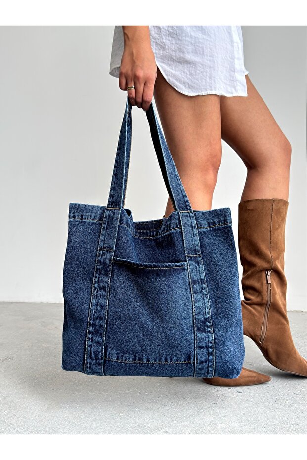 New Season Denim Jean Useful Quality Shoulder Bag. Length 40 cm / Width 45 cm