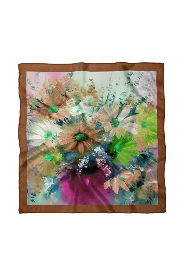 وشاح / باندانا منقوشة بالزهور مقاس 50×50 سم