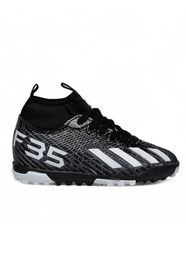 Bys Black and White Boys' Socked Turf Shoes