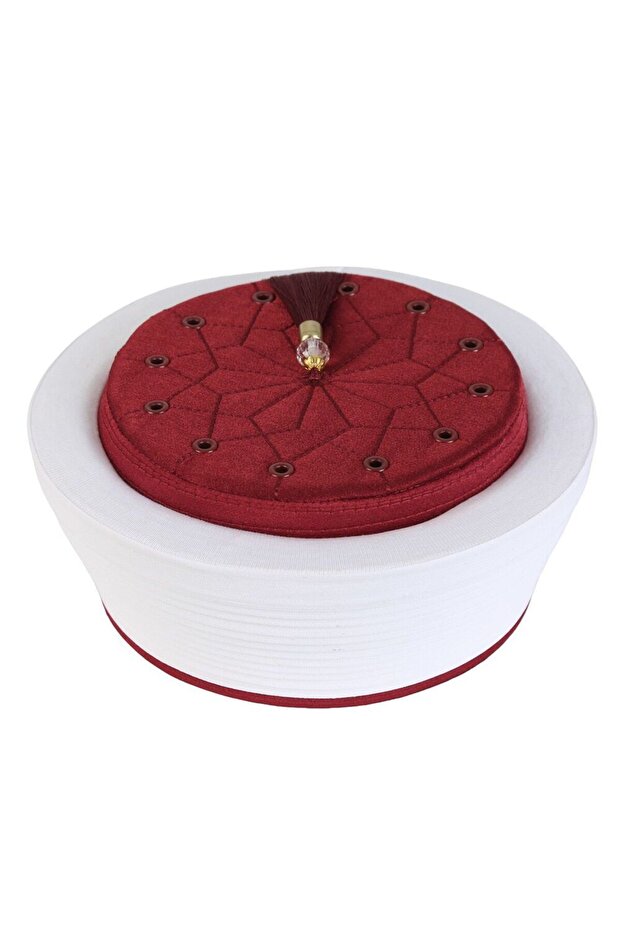 Luxury Velvet İmam Yellow Dark Claret Red