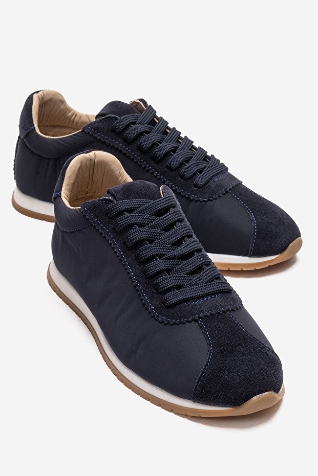 Unica Navy Blue Genuine Leather Women's Sports Shoes