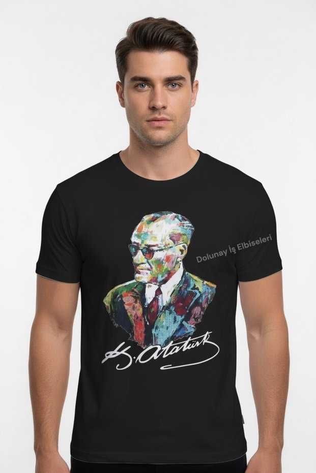 Gazi Mustafa Kemal Atatürk Portrait with Charisma Glasses Printed T-Shirt Unisex T-shirt