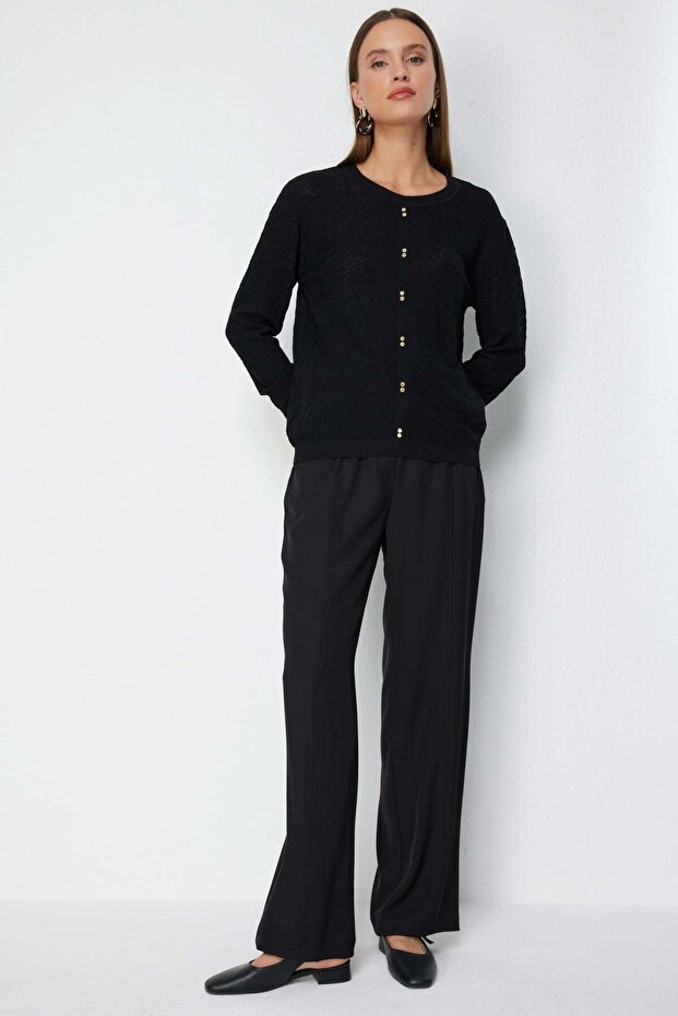 Fabric Patterned Ornamental Buttoned Blouse - 4