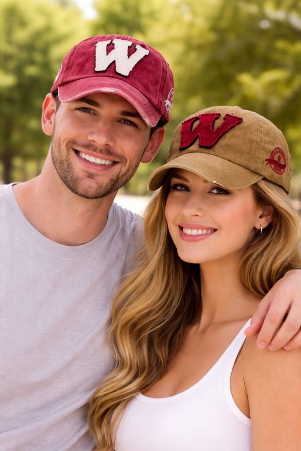 Jewel Shine Model Distressed Washed Baseball Cap, Vintage Worn Look