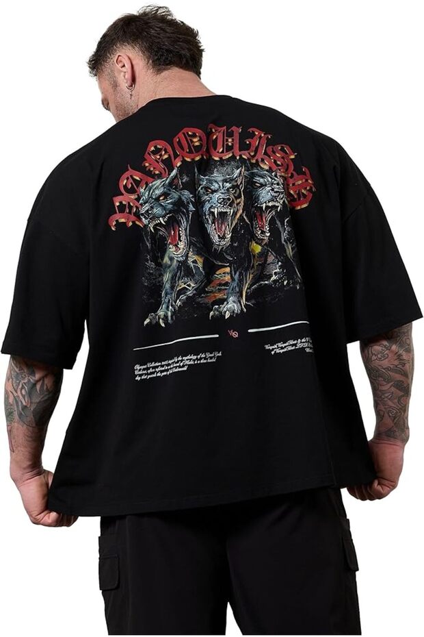 Olympus Model Black Cerberus Oversized Boxy T-Shirt