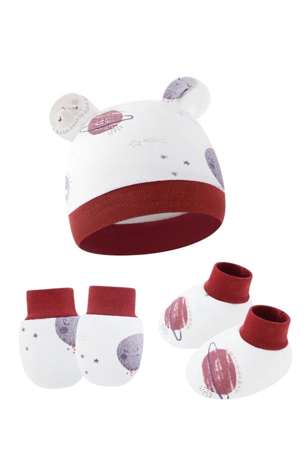 – Cozy Bundle Baby Hat, Mittens & Booties Set - Multicolor - 0M to 6M