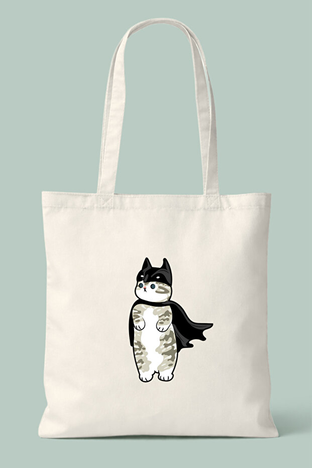 Cute Cat Printed Cloth Bag with Batman Cape